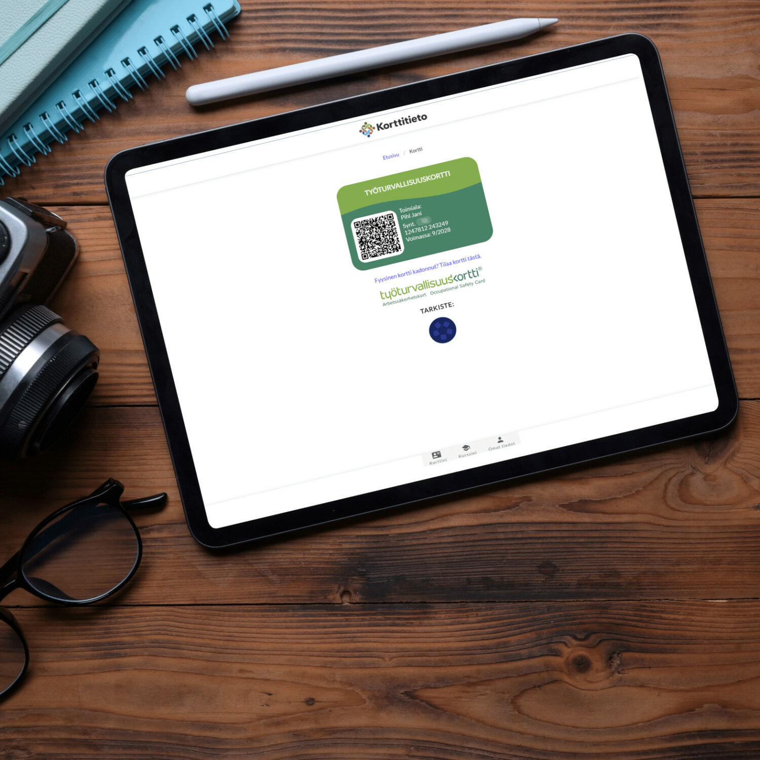 mobiili työturvallisuuskortti tabletti