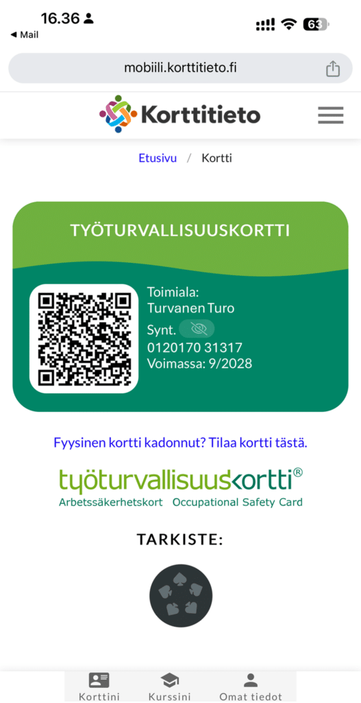 Työturvallisuuskortti mobiili