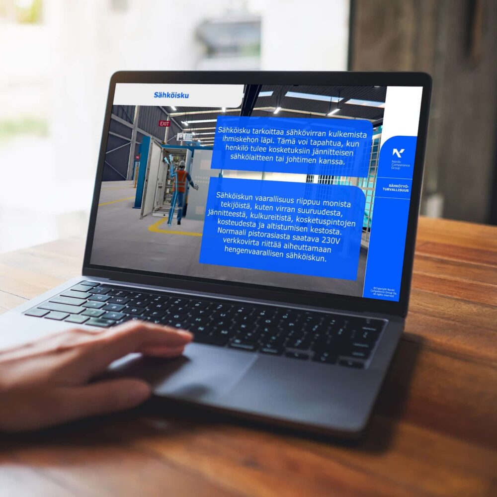 SFS 6002 Sähkötyöturvallisuuskortti verkkokoulutus tietokoneen näytöllä